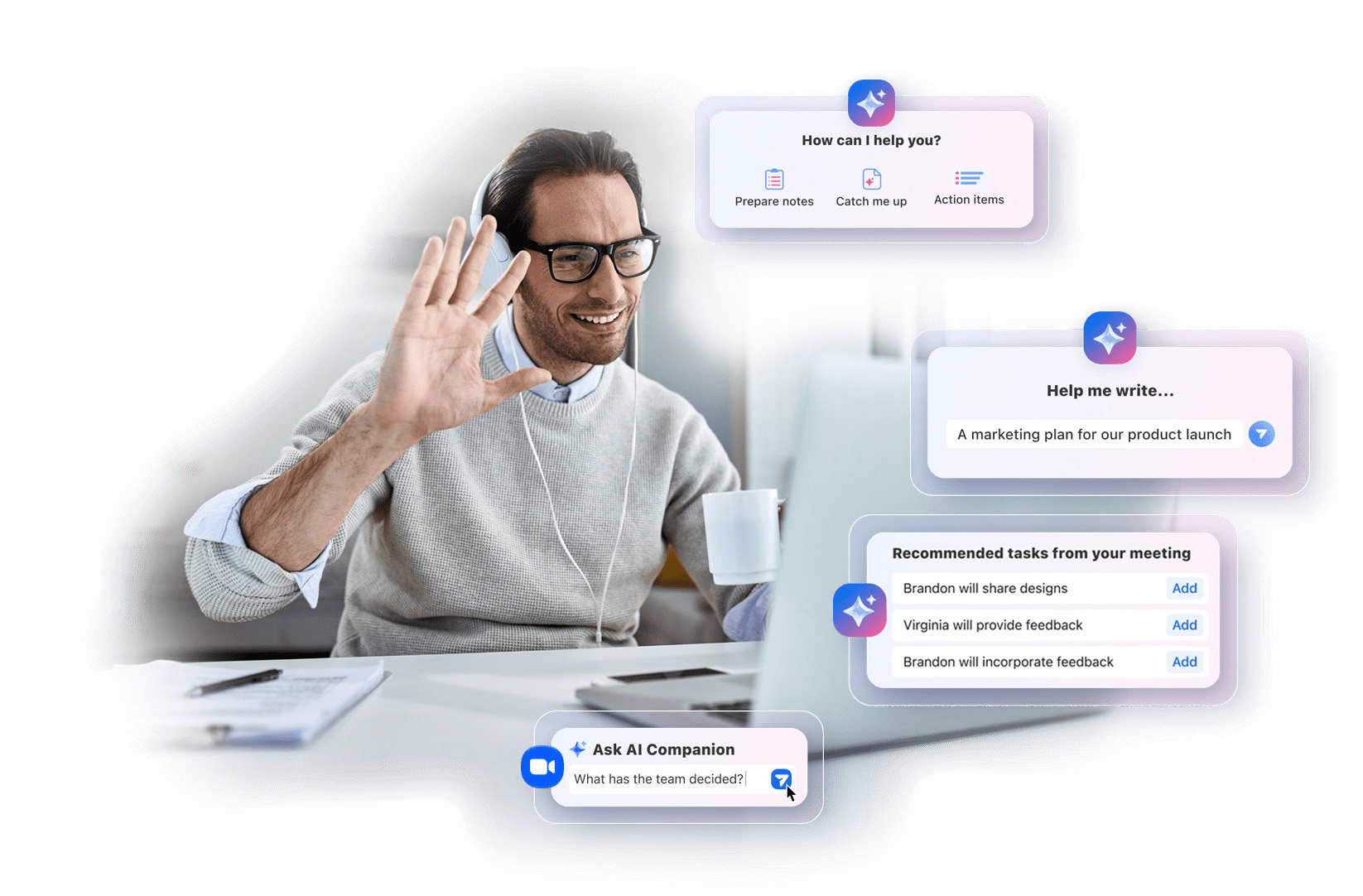 AI Companion notuleert een Zoom-meeting